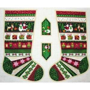   Christmas Large Stocking Gold Fabric By The Panel: Arts, Crafts