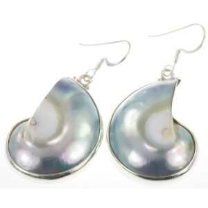   Sterling Silver NAUTILUS SEA SHELL Earrings, 1.75, 10.42g Jewelry