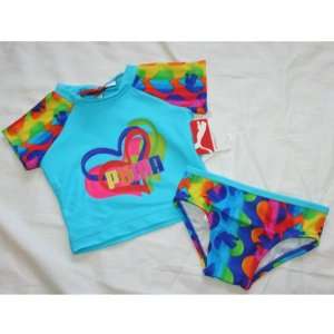 Puma Baby/Infant Girls 2 Piece Swimming Cover Tee & Pants   Cyan Blue 