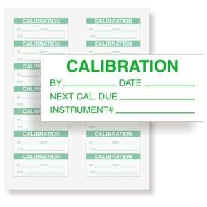  CALIBRATION INSTRUMENT Vinyl Label, 1.5 x 0.625 Office 