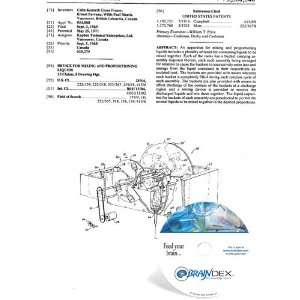  NEW Patent CD for DEVICE FOR MIXING AND PROPORTIONING 