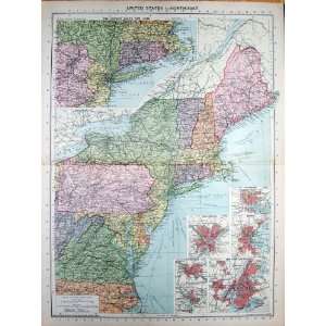 1935 Map America Philadelphia Baltimore Boston New York  