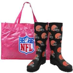  Cleveland Browns Ladies Black Enthusiast Boots: Sports 