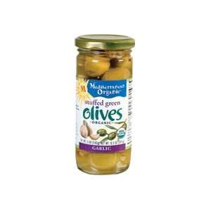 Organic Green Olives Stuffed with Garlic: Grocery & Gourmet Food