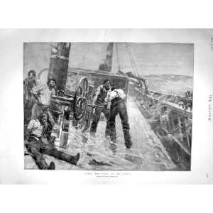  1894 Scene Deck Ship Stormy Sea Pumps Sailing Brangwyn 