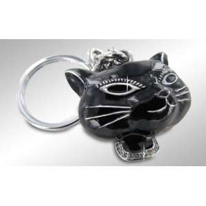  Black Cat Key Chain Keychain Key Ring with Crystals 