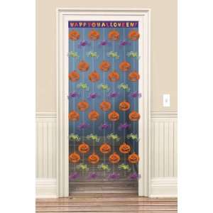   Happy Halloween Door Curtain   Spiders & Pumpkins Toys & Games