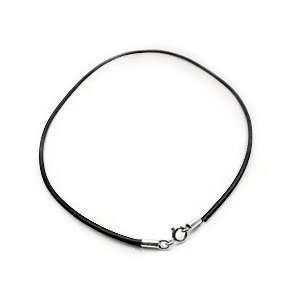    2mm Sterling Silver 16 Inch Black Rubber Cord Necklace: Jewelry