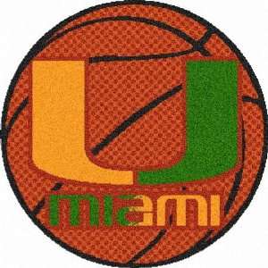   University of Miami 2 ft. Diameter Hurricanes Basketball Rug: Sports