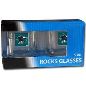   NHL Rocks Glass Set   San Jose Sharks 