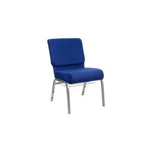 21 Extra Wide Navy Blue Fabric HERCULES Church Chair with 4 Thick 
