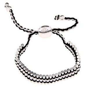   Circle with Black and White Cord Adjustable Friendship Bracelet