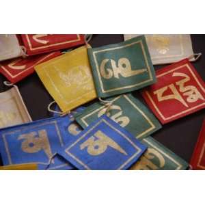  Mini Handmade Paper Prayer Flags with Om Mani Padme Hum 