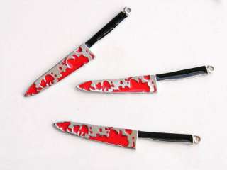 Lot of 3 New Pendants Charms BIG KNIFE RED BLOOD  