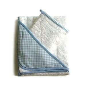  Basics Sky Blue Gingham Towel and Mitt Set