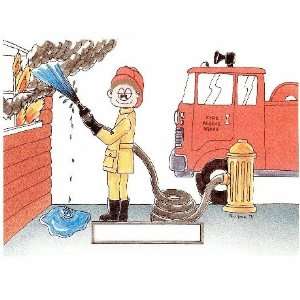  Personalized Cartoon Print   Firefighter 
