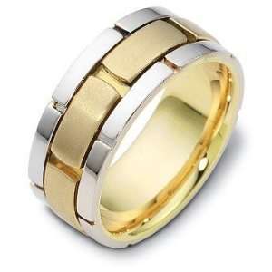   14 Karat Two Tone Gold Link Style Wedding Band Ring   6.25 Jewelry