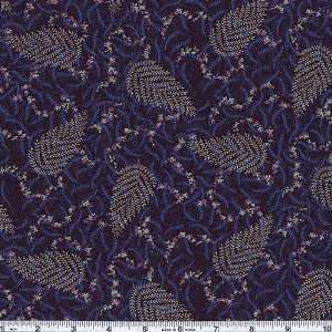  45 Wide Shenandoah Collection Allover Leaves Navy Fabric 