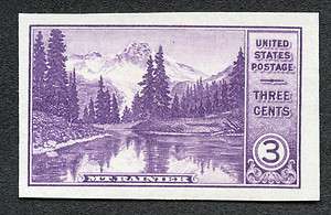 US 758 Mint Never Hinged VF 3 Cent. Mt. Rainier Imperf  
