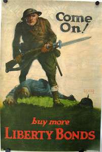 ORIGINAL VINTAGE 1918 World War One Poster COME ON Walter Whitehead 