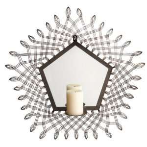  Mirrored Pillar Holder Wall Sconce Iron and Mirror by 