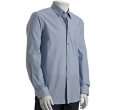 joseph abboud denim blue cotton micro basketweave button front shirt