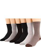 Ecco Socks   Rayon From Bamboo Fancy Stripe And Polka Dot Sock 6 Pack