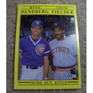 1991 Fleer Cecil Fielder and Ryne Sandberg # 709 MLB Baseball Home Run 