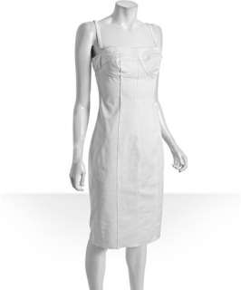 white stretch cotton strapless bustier dress
