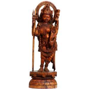 Ardhanarishvara   Jackfruit Wood Sculpture   Artist Bhagaban Subhudhi 