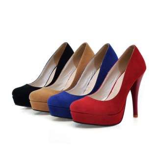 Fashion Women Shoes Platforms Faux Suede Stilettos Classic High Heels 