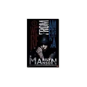 Black Painted Wood Framed Marilyn Manson From America Music Poster 