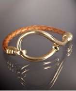 style #313575801 gold hook and tan braided leather Courtney bracelet