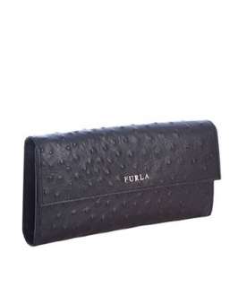   317560001 black ostrich embossed Classic XL flap continental wallet