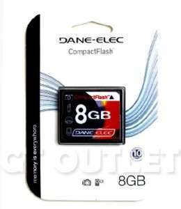 8GB CF Compact Flash Memory Card by Dane Elec Brand New 0804272720105 