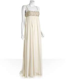 style #300550001 oyster silk chiffon lace trim dress