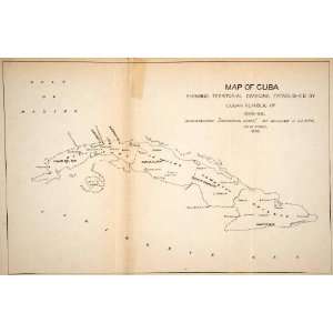  1898 Lithograph Cuba Republic Caribbean Map Island 