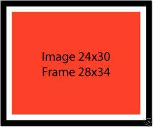 28x34 Black Wood Custom Picture Frame Mat 24x30 Photo  