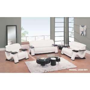  Global Furniture White Leather Modern Living Room Set 