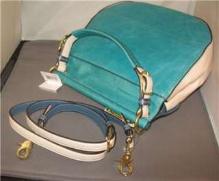   WILLIS LEATHER COLORBLOCK CERULEAN GRASS BLUE IVORY 19031 *NWT*  