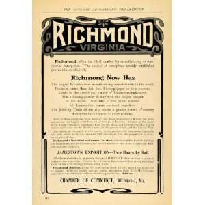 1907 Ad Chamber Commerce Richmond Virginia Enterprises   Original 