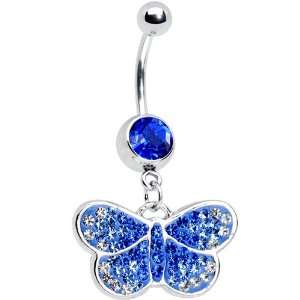  Sapphire Blue Gem Sparkling Butterfly Belly Ring Jewelry
