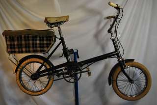 Vintage 1968 Raleigh RSW Compact Folding Bicycle 16 Wheels with Plaid 