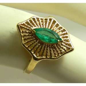  Retro Inspired Colombian Emerald Ring 