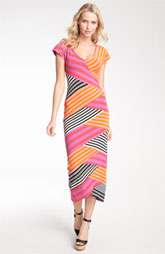 Nicole Miller Short Sleeve Diagonal Stripe Maxi Dress $320.00