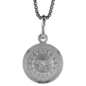  Sterling Silver Sun Medal 1/2 in. (12 mm) Round. Jewelry