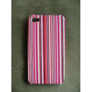 Textured Rubber iPhone 4 Hard Back Case Cover Pink Stripes 