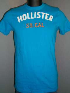 HOLLISTER MEN t shirt BLUE Surfer Cut Applique So Cal  