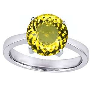 tm) Large Solitaire Big Stone Ring with 10mm Round Simulated Citrine 