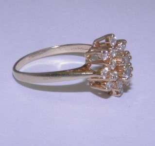 Womens 14k Gold .42cttw Diamond Cluster Ring sz7.25  